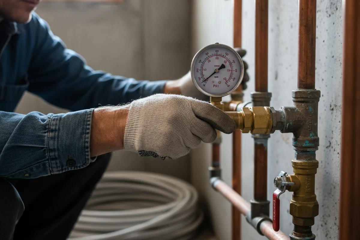 Pressure testing a repaired line during Water Line Repair in Crouse